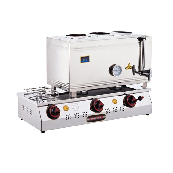 Işıkgaz Silver 2066-D Doğalgazlı 3 Demlikli Çay Kazanı, 40 Lt, 60’lık,