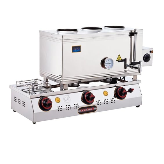 Işıkgaz Silver 2101-D 3 Demlikli Çay Kazanı, Doğalgaz + Elektrikli, 40 Litre