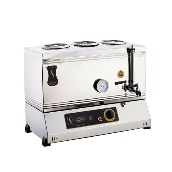 Işıkgaz Silver 2122 Elektrikli Çay Kazanı, 40 Litre, 3 Demlikli