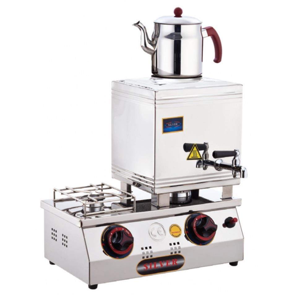 Işıkgaz Silverinox 15’lik Doğalgazlı Çift Tabanlı Çay Kazanı 2064-D, 1 Demlikli