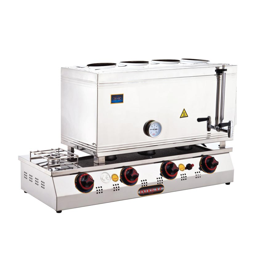 Işıkgaz Silverinox 4 Demlikli Çay Ocağı 2067, Çift Taban, LPG’li, 58 Litre