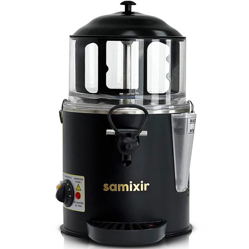 Samixir SC05 Panoramik Sıcak Çikolata ve Sahlep Makinesi – 5 Litre, Karıştırıcılı, Siyah