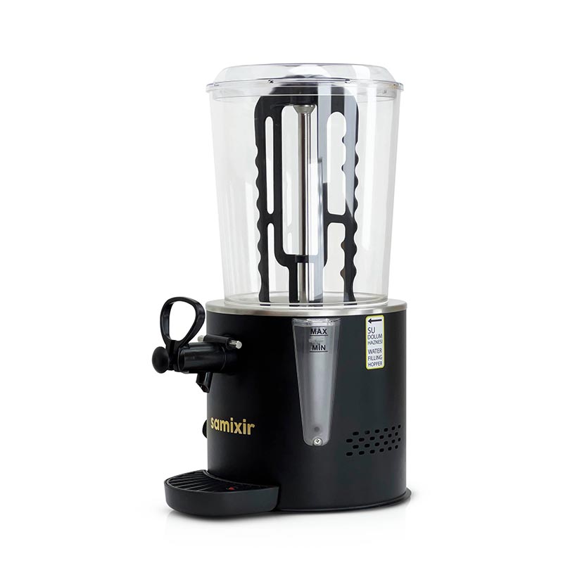 Samixir SC10.AB Panoramik Sıcak Çikolata ve Salep Makinesi – 10 Litre, Karıştırıcılı, Siyah